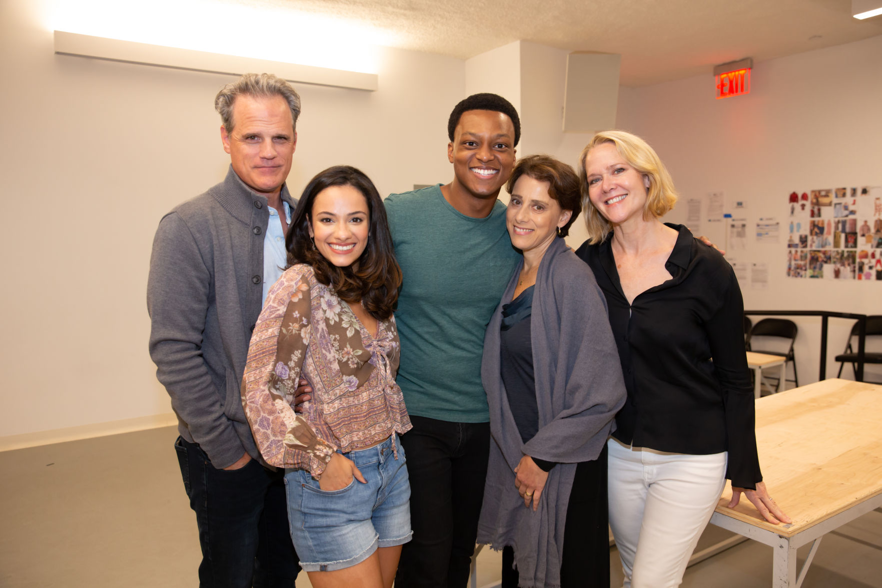 Main photo--Michael Park, Isabelle McCalle, J Quinton Johnson, Judy Kuhn, and Rebecca Luker in rehearsal for FOOTLOOSE_Photo by Jeremy Daniel.jpg